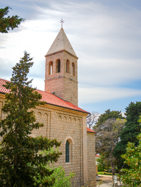 Church and bell tower in Brela, Makarska Riviera